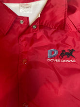 Vintage 80s red USA Dover Downs workers raincoat waterproof nylon jacket windbreaker size large